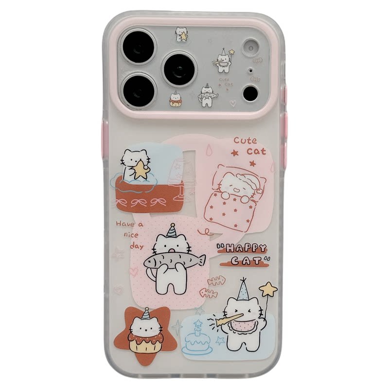 MoreRex 软萌ins涂鸦蛋糕猫咪磁吸支架适用苹果18手机壳iphone17promax新款18pro全包15防摔保护套14女16创意