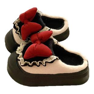 百变小魔女~！暗黑风可爱保暖居家棉拖鞋女冬季室内厚底毛毛拖鞋