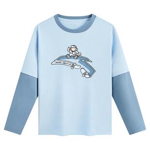 安踏儿童假两件长袖T恤丨纯棉26年新款男女童长袖衫校园儿童上衣