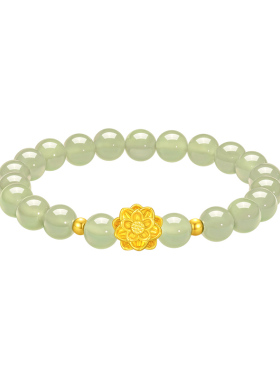 中国黄金出品999足金莲花手链