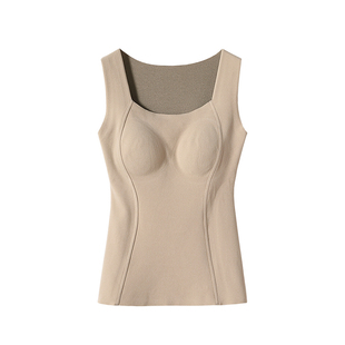 石墨烯羽绒发热保暖背心女士带胸垫加绒内衣贴身打底内搭2025冬季