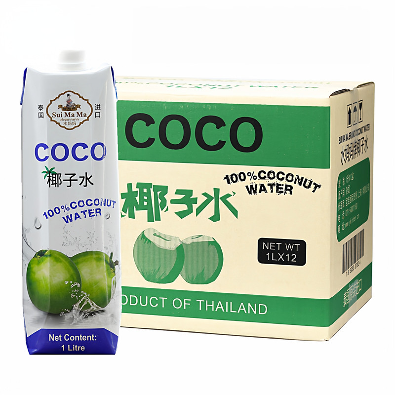 水妈妈椰子水1L*12瓶整箱泰国进口香水椰子椰青纯椰子水果茶原料