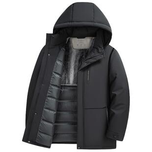【加绒内里】鸭鸭中老年人羽绒服男可拆卸帽加厚保暖爸爸冬装外套