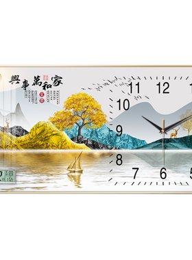 装饰画挂钟新中式客厅