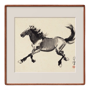 徐悲鸿-十二生肖 新中式玄关餐厅装饰画书房卧室手工实木框挂画