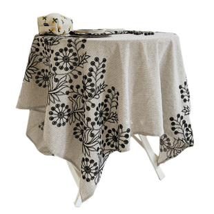 北欧中古风家居布艺绣花长方形餐桌布客厅茶几复古装饰小圆桌台布