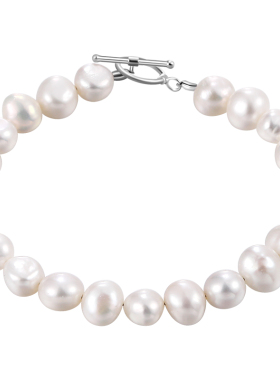 老银匠s925银手链女巴洛克淡水珍珠手链百搭不规则小众设计银手串