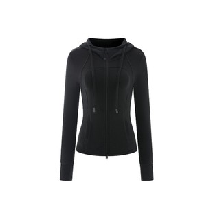 双面德绒微塑型时尚连帽拉链短外套女春秋修身显瘦弹力开衫卫衣女