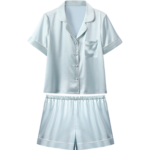 桑蚕丝睡衣女真丝短袖短裤2025新款夏天薄款宽松丝绸家居服套装