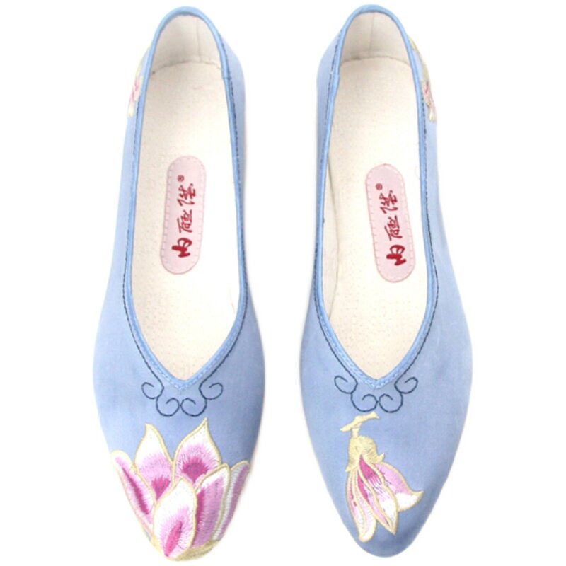 内联升女鞋中国风手工绣花