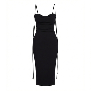 Backless strapless slim fit dress women 女露背绑带修身连衣裙