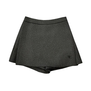 OKOK LOVEU 羊毛呢品质厚款短裙裙子A字两侧开叉遮肚显瘦半身裙子