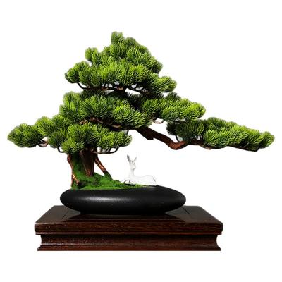 威弗列德办公室客厅会议室养生馆展架中式绿植摆件仿真迎客松盆景