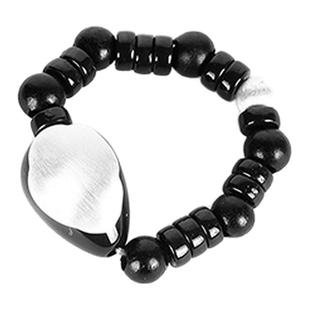 CHU楚妞黑檀木串珠925银戒指女式新款国风小众中式指环配饰