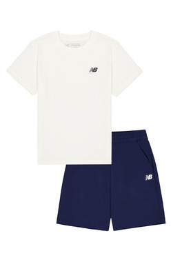 Newbalance nb官方童装 4-14岁男女童夏季新品简约T恤短裤套装