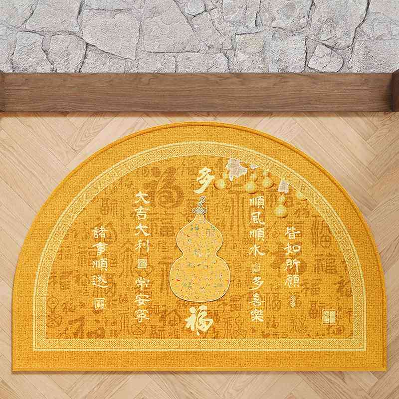 金黄色风水入户门地垫招财进宝半圆进门门口可裁剪家用脚垫子地毯