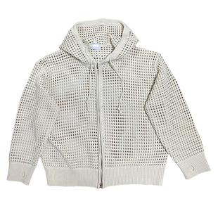 韩版男士镂空连帽针织衫开衫毛衣外套上衣宽松潮流透气休闲帽衫