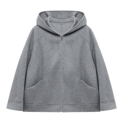 灰色双面呢大衣女秋冬外套