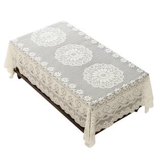 蕾丝长方形桌布白色圆桌法式复古茶几餐桌盖布书桌台布正方形摄影