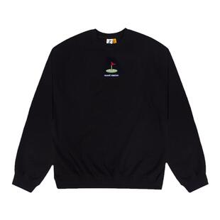 Mood Like Me 高尔夫洞旗 slogan刺绣圆领纯色休闲宽松卫衣