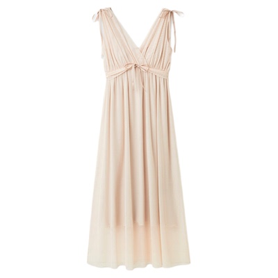 SNIDEL HOME2026春夏新品舒适V领无袖蝴蝶结居家睡裙SHCO261026