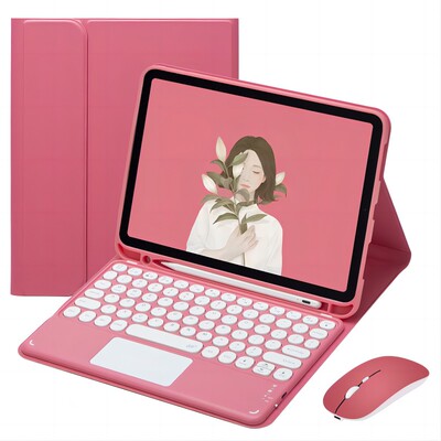 雅曦三件套2024ipadpro13英寸适用苹果air6 11寸蓝牙键盘10.2英寸保护套pro12.9触控9.7air3平板圆形按键笔槽