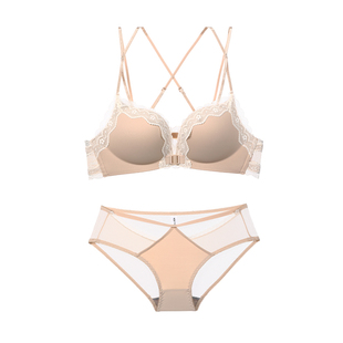 前扣性感内衣女聚拢小胸显大法式蕾丝文胸无钢圈美背文胸罩2025年