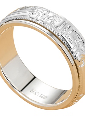 999纯银繁花可旋转戒指可刻字