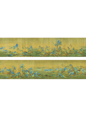 千里江山图中式客厅卷轴挂画
