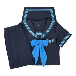 樱奈家兰樱中浓绀色三本线满襟水手服原创日系JK制服学院风班校服