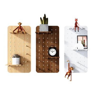 家用洞洞板置物架实木墙面遮挡配件宜家木质免打孔收纳层架墙上挂