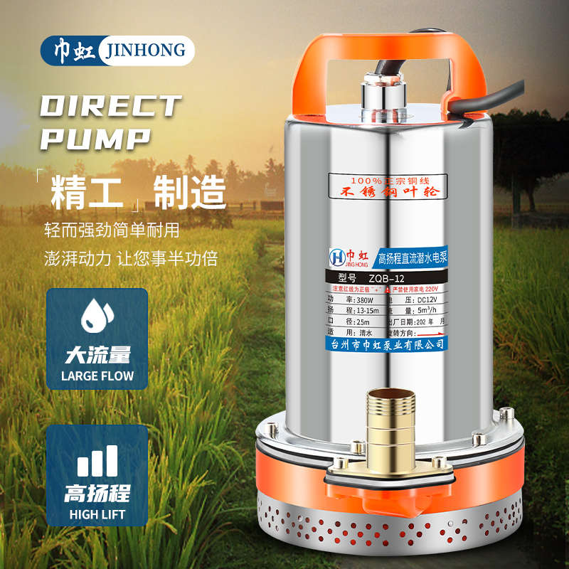 12V24V48V60V72V直流潜水泵家用不锈钢叶轮高扬程大流量抽水机泵