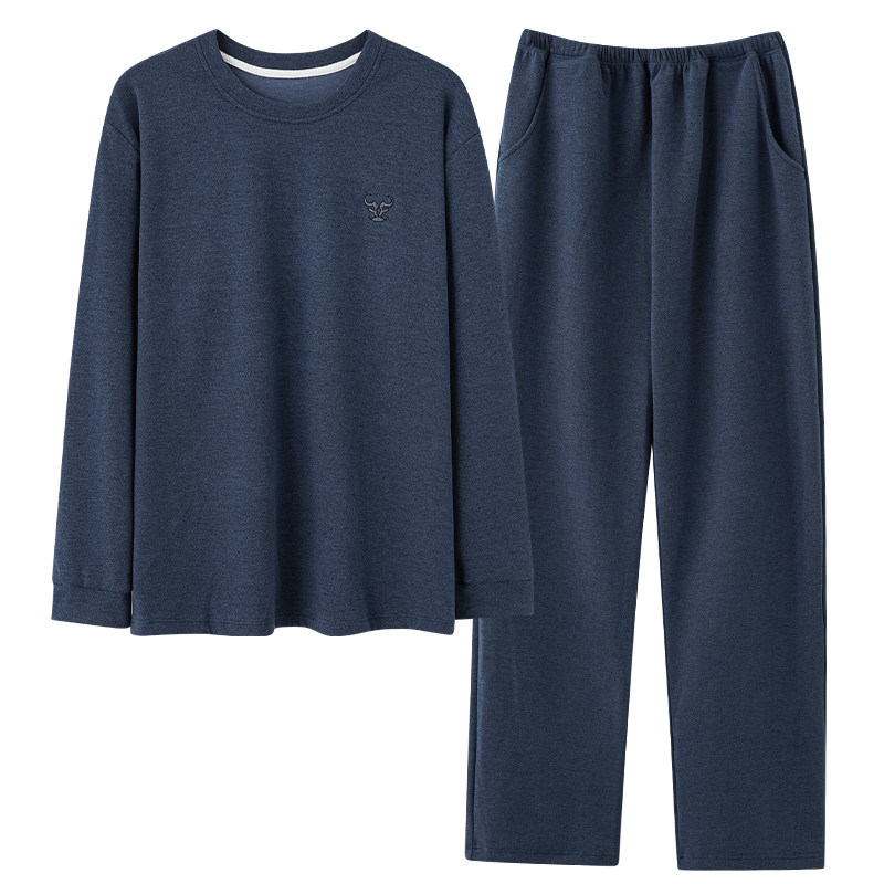 秋冬款德绒磨毛速热长袖家居服男