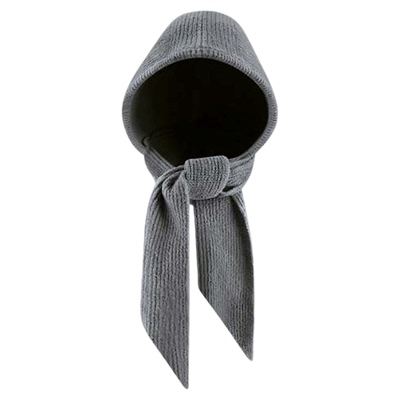 韩系连帽子围巾一体女生秋冬季保暖围脖防寒护耳针织帽灰色包头帽