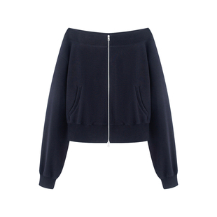 艾诺丝国内代购2026春季新款时尚短款一字领卫衣女短外套BR551109