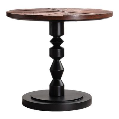 美式复古做旧实木小圆桌客厅沙发