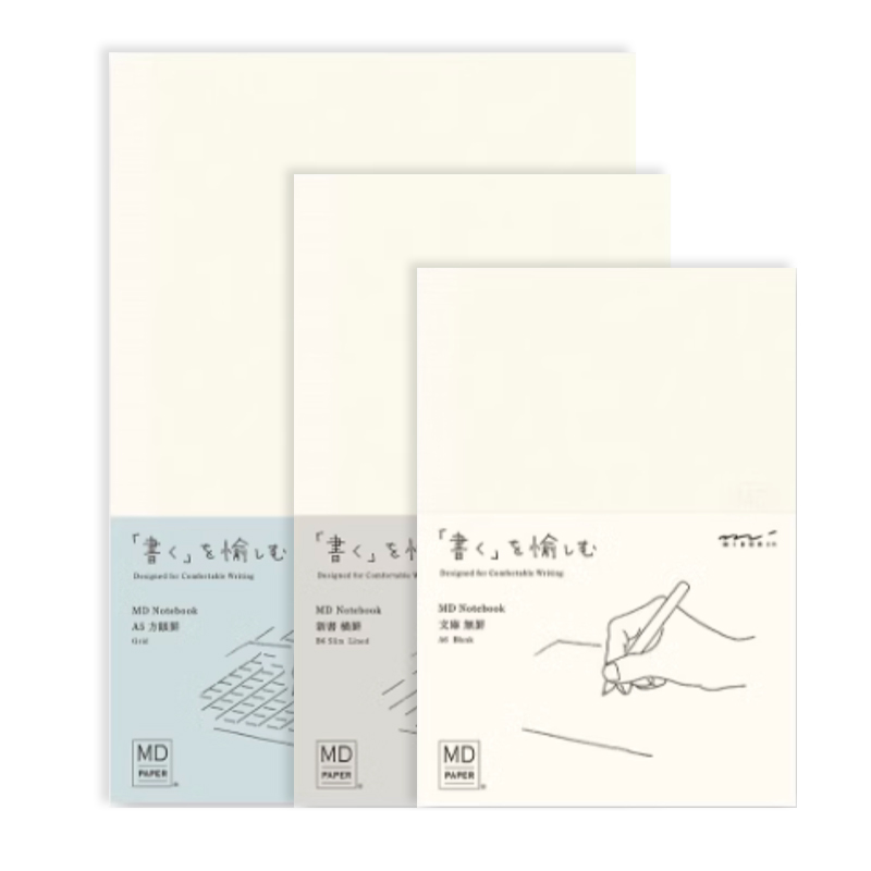 日本midori余白笔记本md手帐本hobo手账内芯A6空白A5方格日记本子