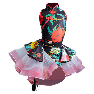 正版舞天骄女童高级感洋气新款网红连衣裙演出服少儿专业练功比赛