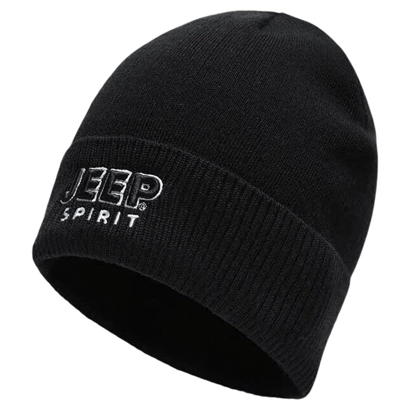JEEP SPIRIT吉普帽子男女士毛线帽防风护耳保暖羊毛混纺秋冬棉帽