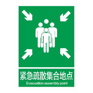 防灾减灾应急疏散指示标志酒店地面消防紧急疏散集合点标识牌 PVC塑料板 铝板反光膜 提示标志支持定制