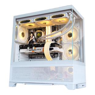 玩嘉 明Pro台式机电脑机箱ATX侧透360水冷海景房白4090显卡type-c