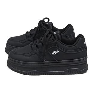 人本厚底黑色板鞋女款2026新款春季休闲鞋子上班不累脚百搭小黑鞋