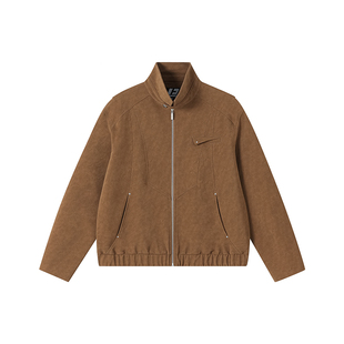 FORNINES哑光高密仿麂皮绒复古翻领夹克男款春季微短款工装外套女