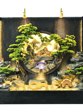 公司摆件养鱼池景观假山流水幕墙