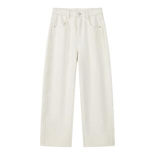 笛莎官旗青少年女孩2025秋冬新款加绒长裤显瘦高腰裤子百搭老爹裤