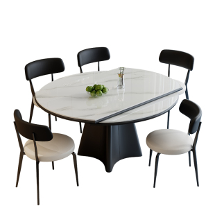 政府补贴岩板餐桌椅2026新款家用可变圆桌现代简约小户型伸缩饭桌