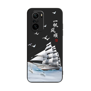 luckrider适用于红米k40pro山水画m2012k11c复古手机壳。红米k40pro+硅胶Redmik40防摔m2012k11ac高颜值外观