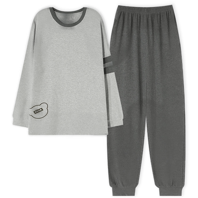 纯棉华夫格长袖睡衣套装