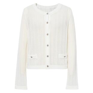 伊芙丽女装优雅小香风圆领针织开衫时尚百搭外套2025夏装新款