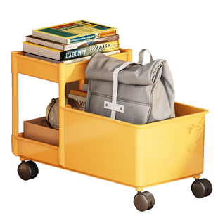 收纳箱桌下书包置物架多层落地小推车整理神器可移动分层储物柜子